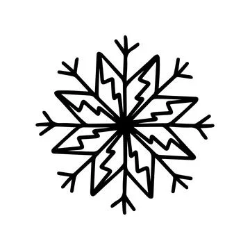 Vector hand drawn snowflake isolated on white background icon. Merry Christmas Stock Illustration