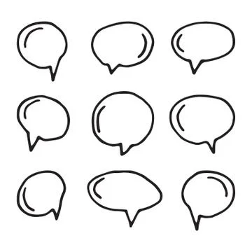 Vector hand drawn speech bubbles on white Stock Illustration