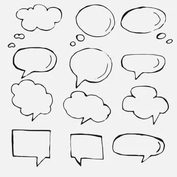 Vector hand drawn speech bubbles on white Stock Illustration