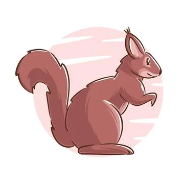 Vector hand drawn squirrel cartoon character Stock Illustration