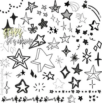 Vector hand drawn stars digital  illustration collection set Illustrazione stock