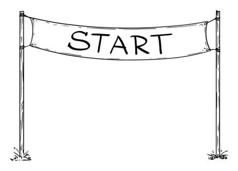 Vector Hand Drawn Start Race or Circuit Starting Line Sign or Banner. Business イラスト素材