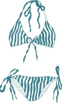 Vector hand-drawn stripe bikini illustration graphic resource Stock Illustration