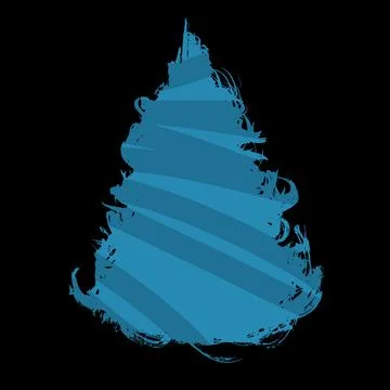 Vector hand drawn style illustration. Roughed turquoise Christmas tree. Stock Illustration