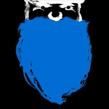 Vector hand drawn style illustration. Roughed blue beard and white part of face. Stock Illustration