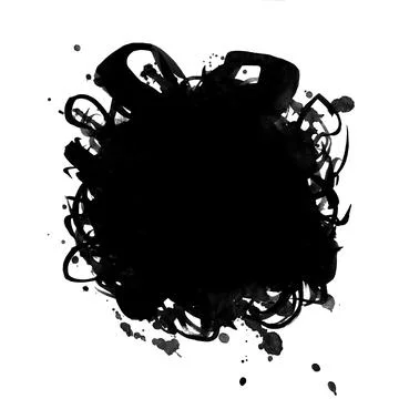 Vector hand drawn style illustration. Roughed black round shape spot with bow Stock Illustration