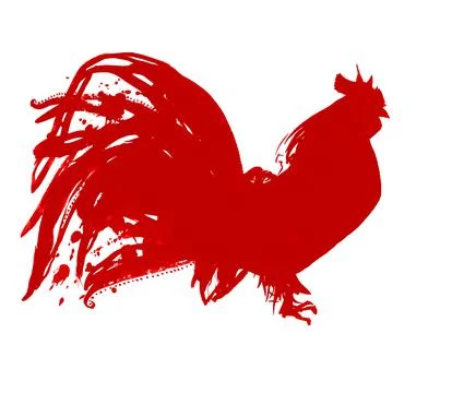 Vector hand drawn style illustration. Roughed red rooster. Stock Illustration