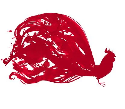 Vector hand drawn style illustration. Roughed red rooster. Stock Illustration