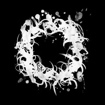 Vector hand drawn style illustration. Ink white christmas wreath Stock Illustration