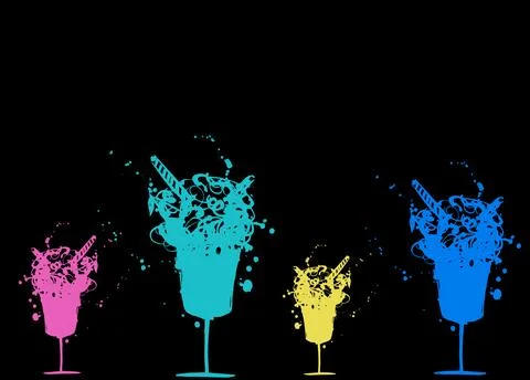 Vector hand drawn style illustration. Roughed pink, turquoise, yellow and blue Stock Illustration