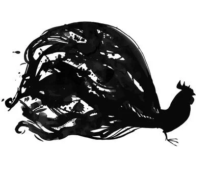 Vector hand drawn style illustration. Roughed black rooster. Stock Illustration