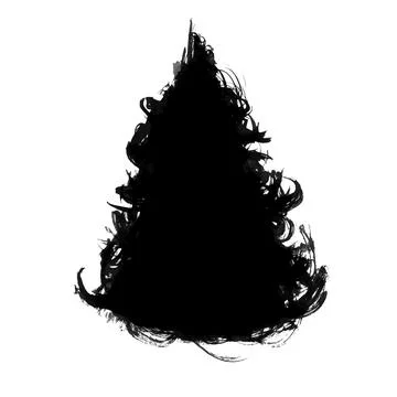 Vector hand drawn style illustration. Roughed black Christmas tree. Illustrazione stock