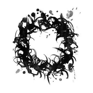 Vector hand drawn style illustration. Ink black christmas wreath Illustrazione stock