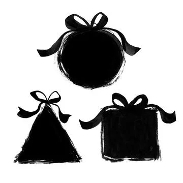 Vector hand drawn style illustration. Roughed black round, circle and square Stock Illustration