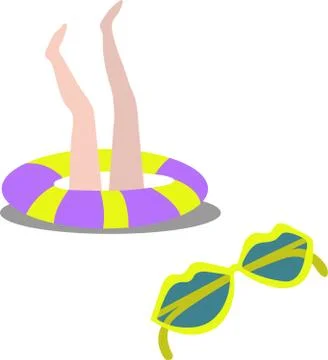 Vector hand-drawn summer set sunglasses illustration graphic resource Stock Illustration