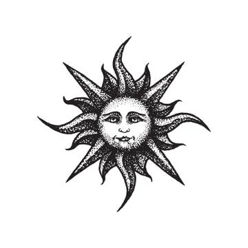 Vector hand drawn sun illustration. Stock Illustration