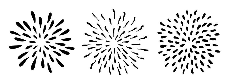 Vector Hand drawn Sun Rays. Doodle Sunburst Design Elements. Stock Illustration