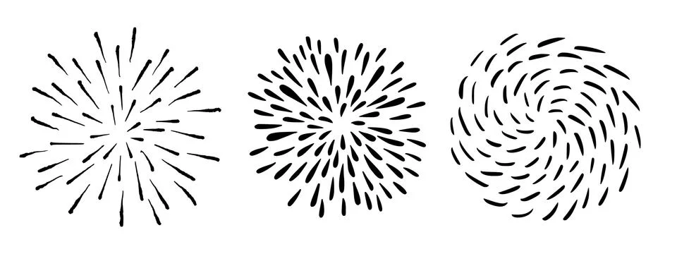 Vector Hand drawn Sun Rays. Doodle Sunburst Design Elements. Stock Illustration