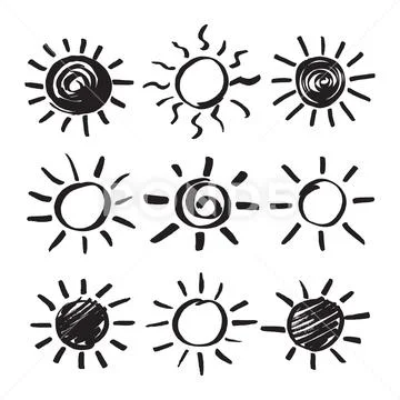 Vector Hand Drawn Sun Set Illustrazione stock