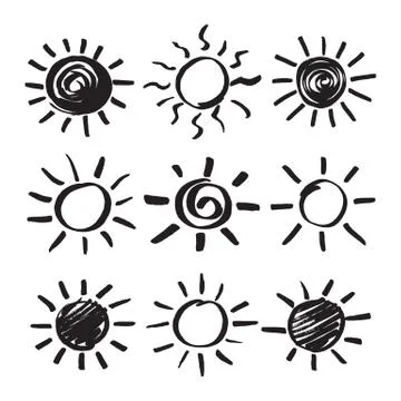 Vector Hand Drawn Sun Set Stock Illustration