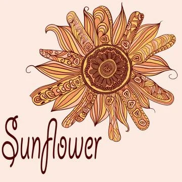 Vector hand drawn sunflower Illustrazione stock