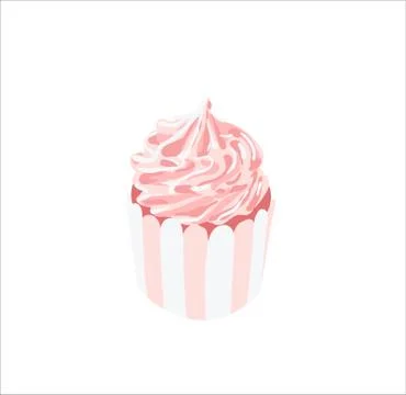 Vector hand-drawn sweet cupcake. Muffin isolated on white background. Delicious Stock Illustration