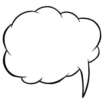 Vector hand drawn thought cloud illustration, black lines doodle style Stock Illustration