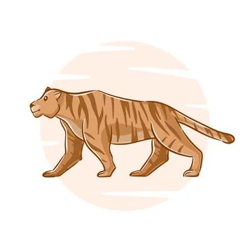 Vector hand drawn tiger cartoon character Stock Illustration
