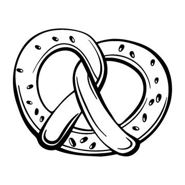 Vector hand drawn traditional German pretzel bread. Stock Illustration