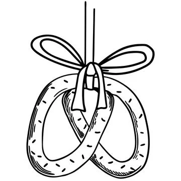 Vector hand drawn traditional German pretzel bread. Stock Illustration
