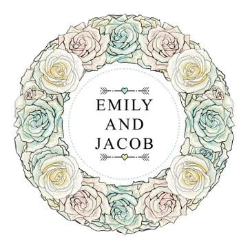 Vector hand drawn tulip save the date pattern set Stock Illustration