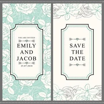 Vector hand drawn tulip save the date pattern set Illustrazione stock
