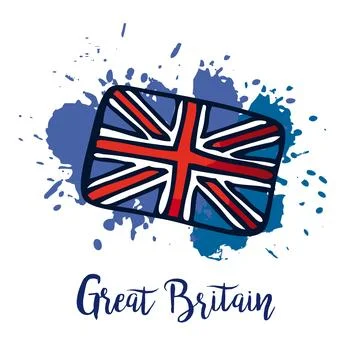 Vector hand drawn UK flag Stock Illustration
