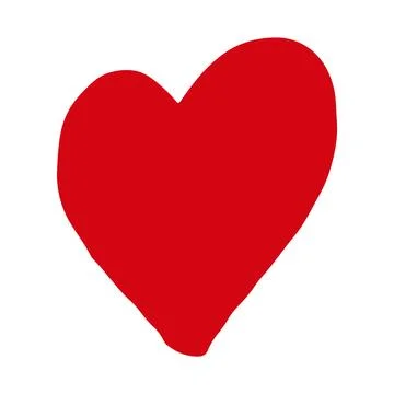 Vector hand drawn Valentine's red heart isolated on white background. Decorative Stock Illustration