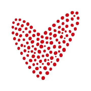 Vector hand drawn Valentine's red heart isolated on white background. Decorative Stock Illustration