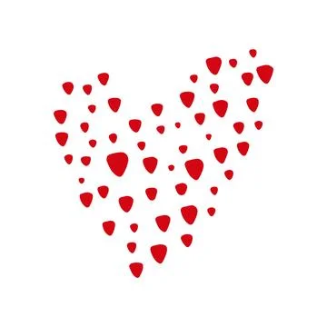 Vector hand drawn Valentines red heart isolated on white background. Decorative Stock Illustration