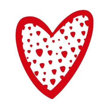 Vector hand drawn Valentine's red heart isolated on white background. Decorative Stock Illustration