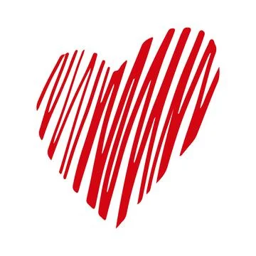 Vector hand drawn Valentine's red heart isolated on white background. Decorative Stock Illustration