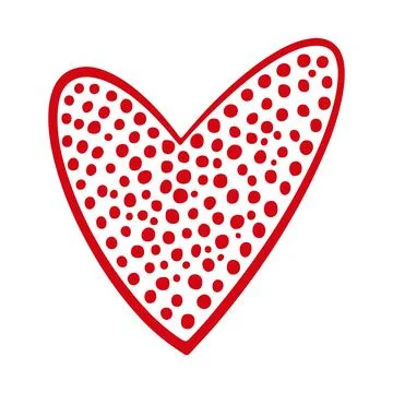 Vector hand drawn Valentine's red heart isolated on white background. Decorative Stock Illustration