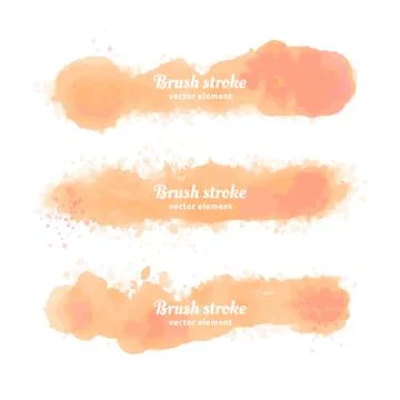 Vector Hand drawn watercolor elements set. Watercolor orange brush stroke Stock Illustration