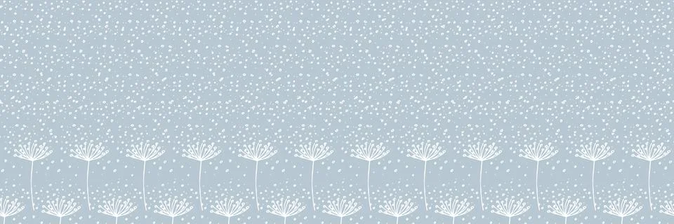 Vector Hand drawn white dandelion on light blue background repeat seamless Illustrazione stock