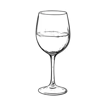 Vector Hand drawn wine glass illustration. Stock Illustration