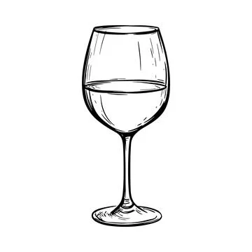Vector Hand drawn wine glass illustration. Stock Illustration