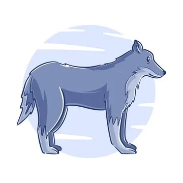 Vector hand drawn wolf cartoon character Stock Illustration
