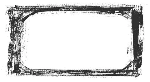 Vector hand drown old painted rectangle black frame isolated. Spray grain Illustration