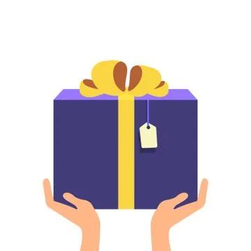 Vector hand giving present in flat style - gift concept illustration Stock Illustration
