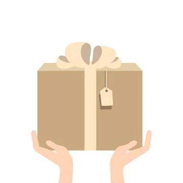 Vector hand giving present in flat style - gift concept illustration Stock Illustration