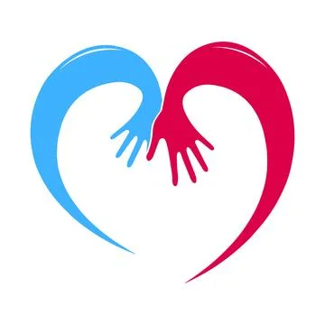 Vector hand heart logo icon isolated white background Stock Illustration