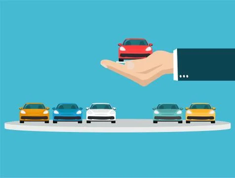 Vector of a hand holding a new car Stock Illustration