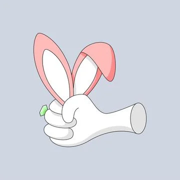 Vector hand holding rabbit ears in outline style Stock Illustration